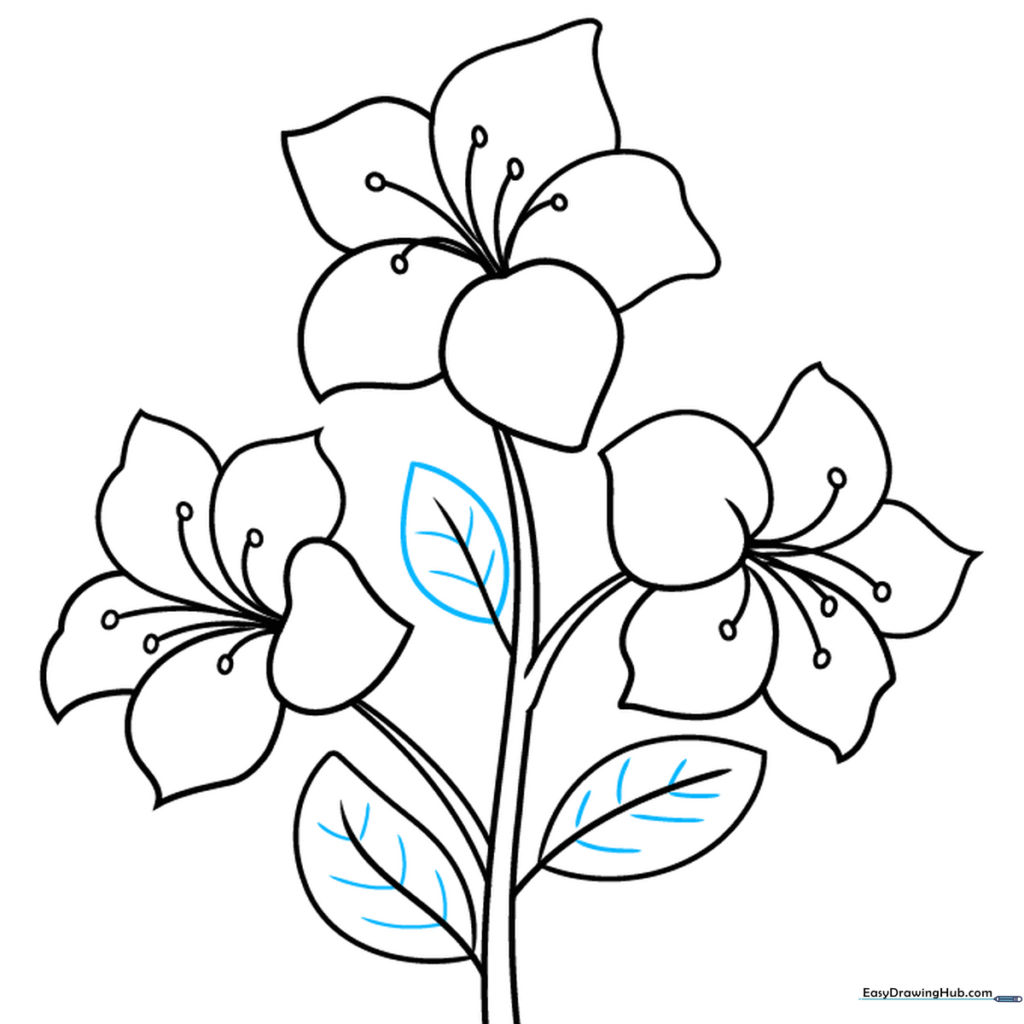 Detailed leaves with central veins and small side veins added.