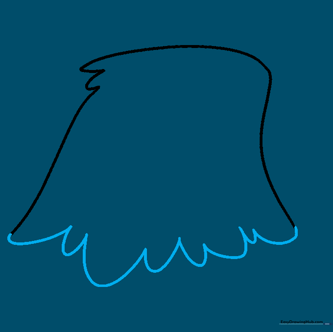 Close up of drawing alternating U-shaped lines to form the texture of eagle neck feathers.