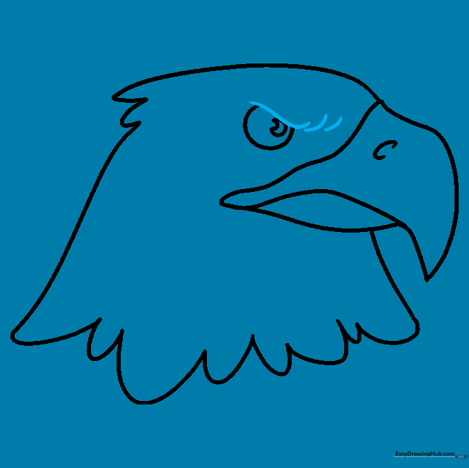 Refining the eagle's eye with a brow line to create a serious, intense look.
