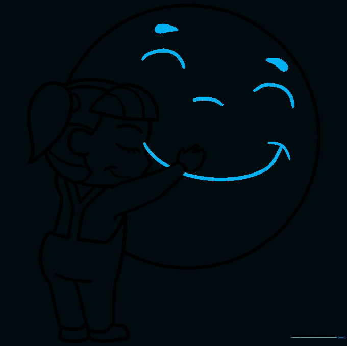 Line drawing showing the Earth character with a smiling face and expressive eyebrows.