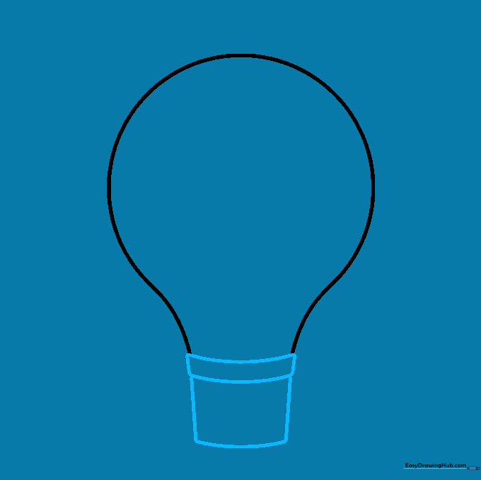 Adding two stacked rectangular shapes to the bottom of the lightbulb dome.