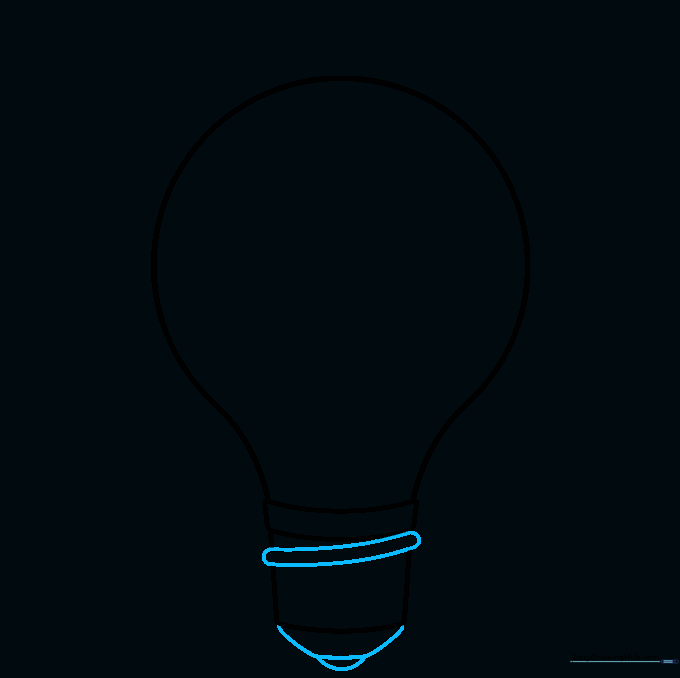 Drawing the small rounded electrical contact at the base of the lightbulb.