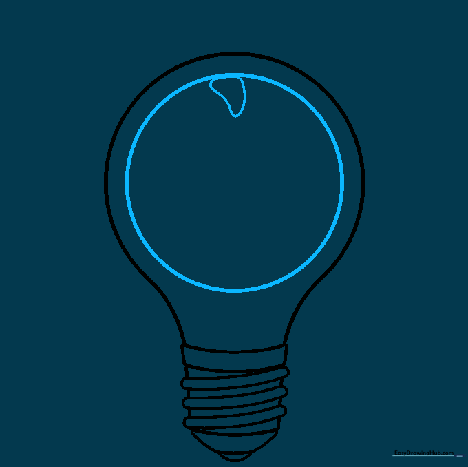 Drawing a circle inside the bulb to represent the Earth.