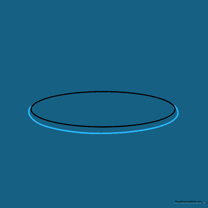 Adding a curved line below the oval to define the rim of the basket.