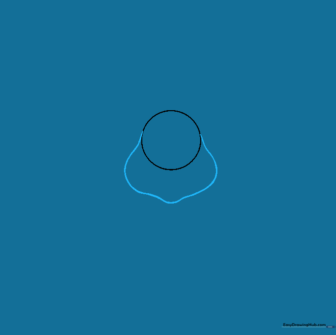 A curved line added beneath the circle to define the bunny's cheeks and chin area.
