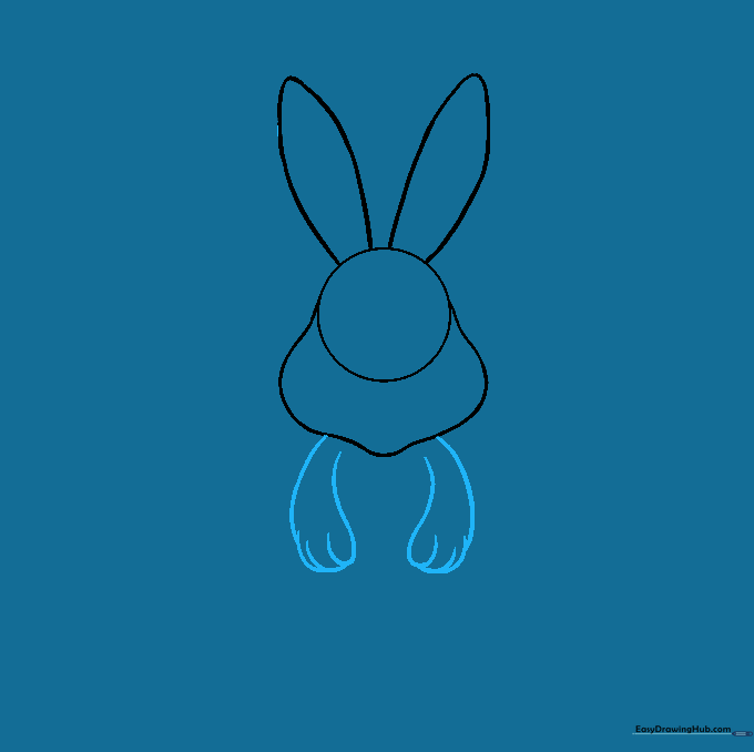 Bunny arms and paws drawn with small notches for fingers.