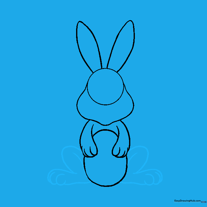 Bunny legs and feet drawn with toe details.