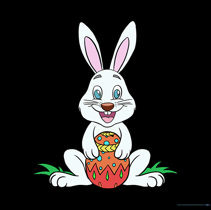 The finished, fully colored Easter Bunny drawing.