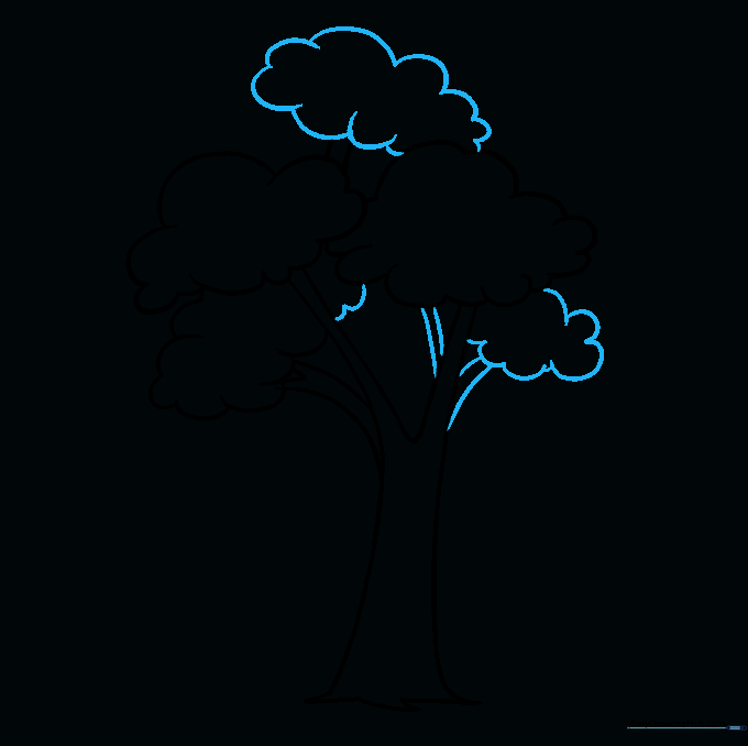 Tree drawing with balanced branches on both sides and multiple leaf clusters.