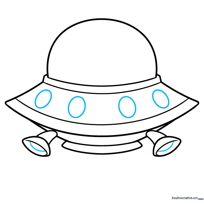Adding oval details and interior curves to the spaceship landing gear.