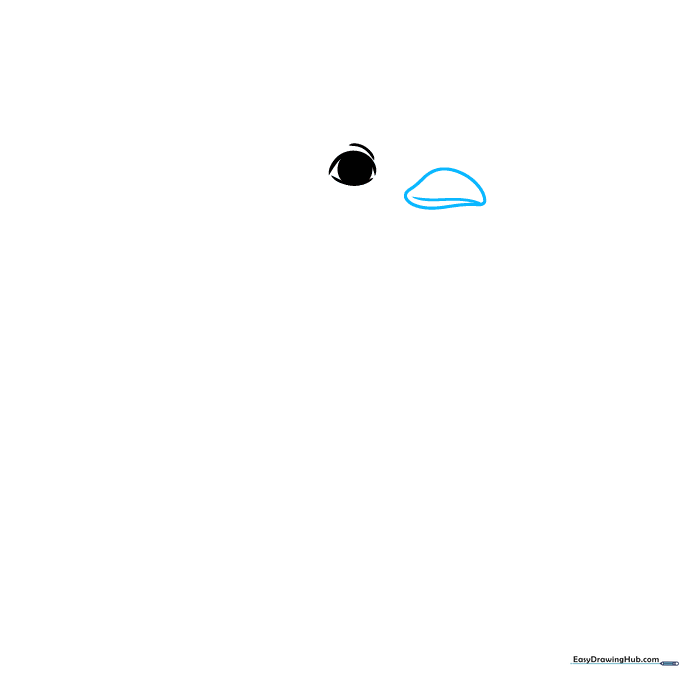 Drawing the penguin's small, rounded beak attached to the face.