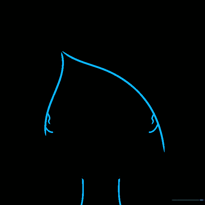 Adding the hairline, ears, and neck to the drawing to complete the head silhouette.