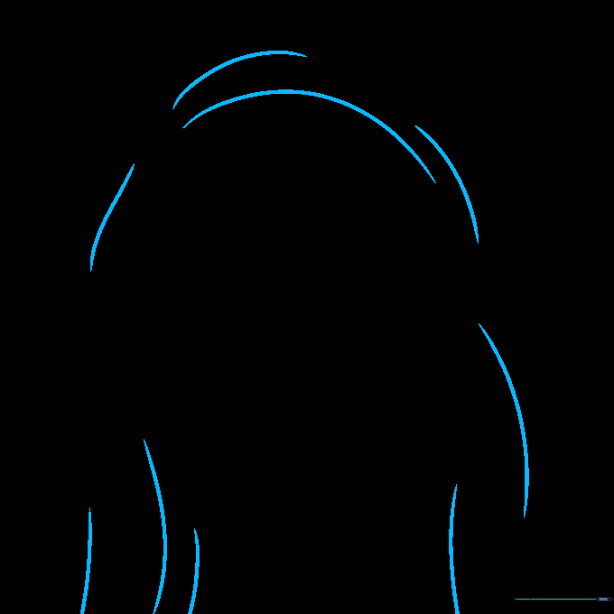 Adding final texture lines to the hair to give it depth and a finished look.