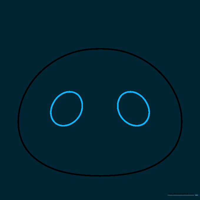 Two small ovals drawn inside the main head shape to represent the bear's eyes.