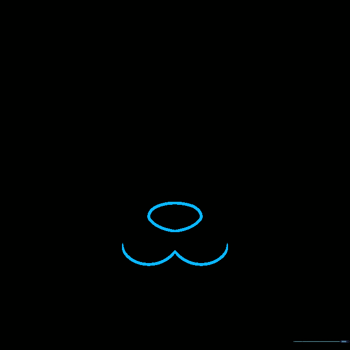 A small nose oval and a rounded W-shaped mouth added to the center of the face.