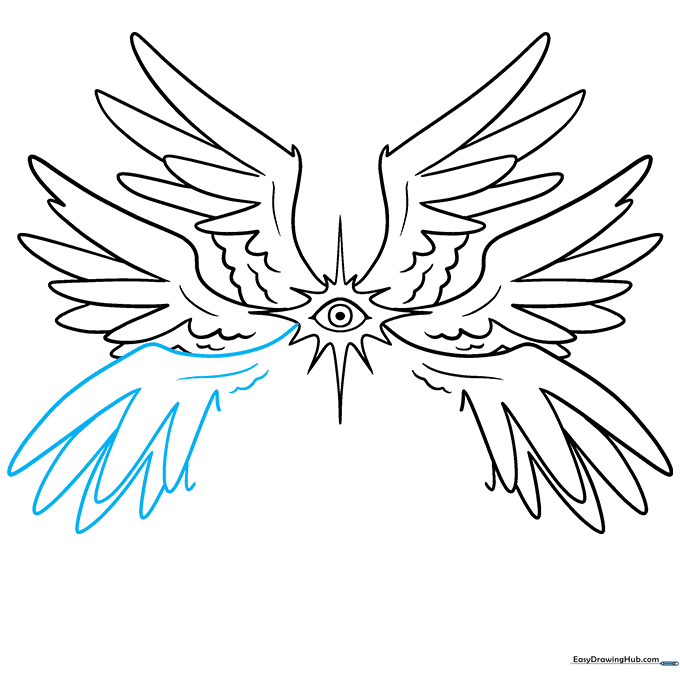 Adding the sixth wing to the left side, completing the basic wing structure.