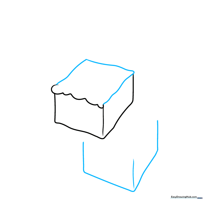 Drawing a second brownie cube stacked beneath the first one.