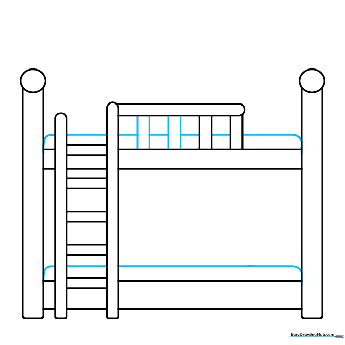 Adding mattress thickness and completing the guardrail structure.