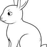 A friendly, finished bunny outline drawing, perfect for kids to color.