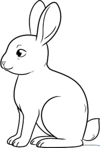 A friendly, finished bunny outline drawing, perfect for kids to color.