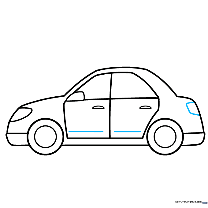 Adding the final taillight detail and refining the door contours.