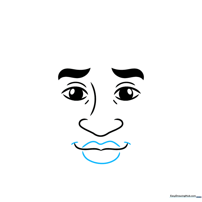 Refining the lips with wavy lines to create a smiling expression.