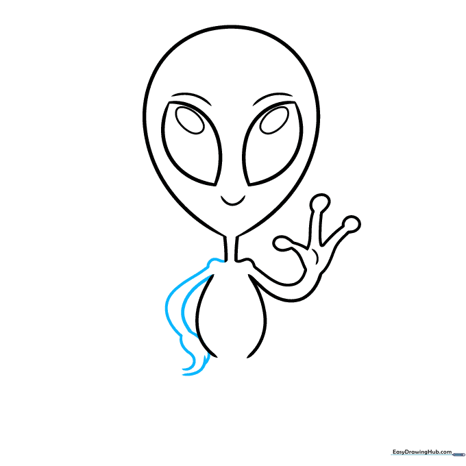 Alien drawing showing the second arm resting on the hip.