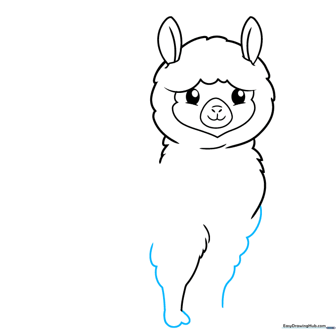 Two front legs are being sketched using simple, parallel curved lines.