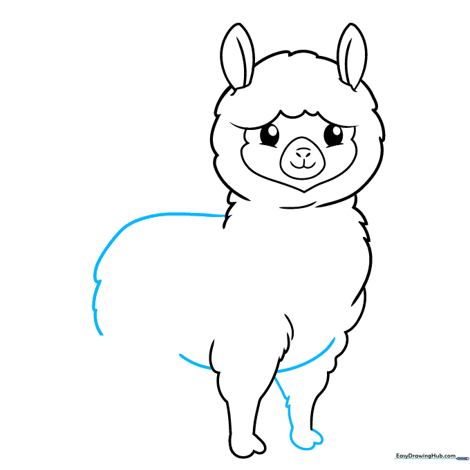 The outline of the alpaca's body, including the belly and back, is now connected.