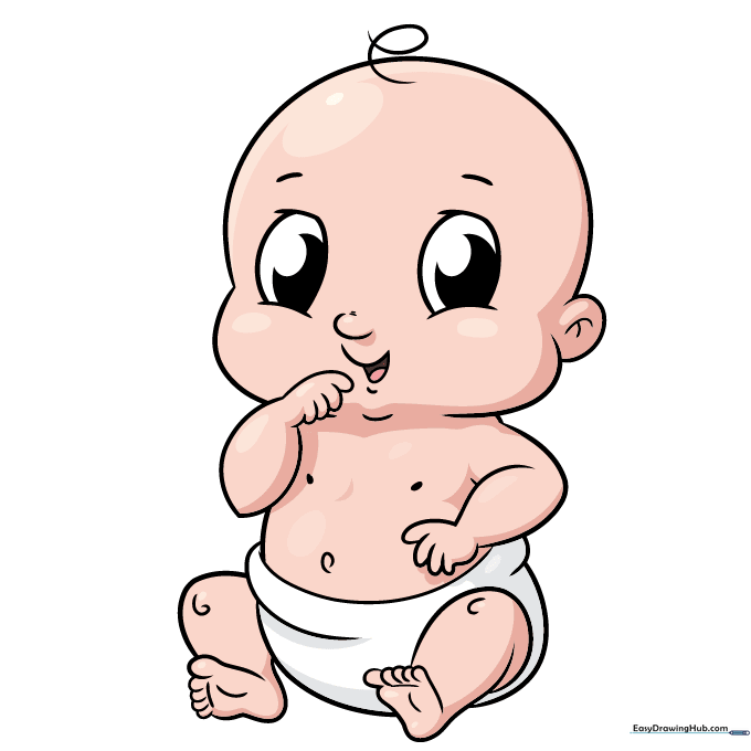 A fully colored and finished cartoon baby drawing.