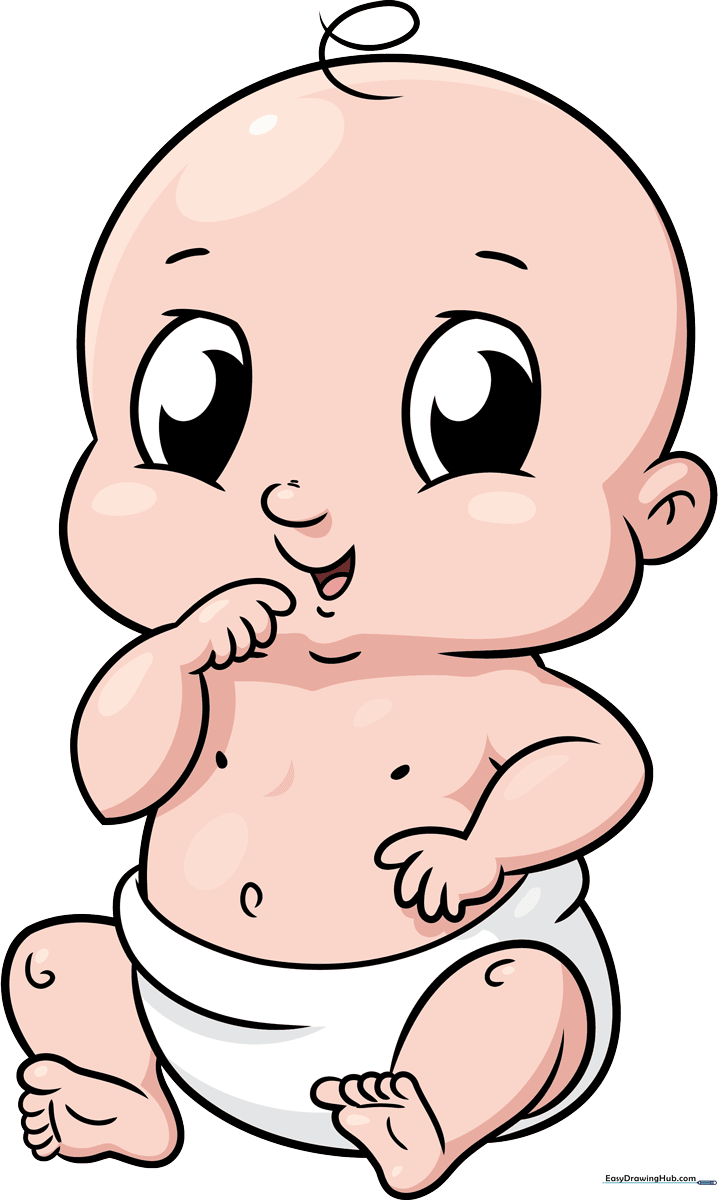 A colorful, finished cartoon baby drawing, perfect for kids to learn from.