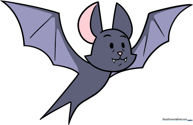 A friendly, finished cartoon bat illustration, perfect for kids to use as a reference.