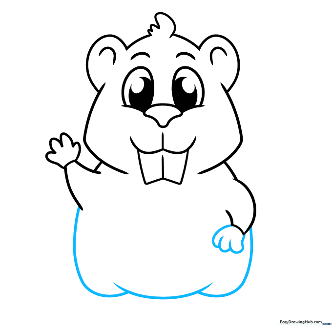 Drawing showing the outline of the beaver's body and forepaws.