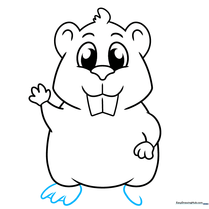 Drawing showing the addition of webbed rear feet to the beaver's body.