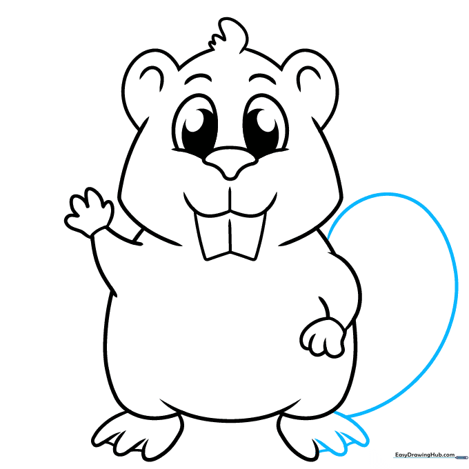 Drawing showing the completed feet and the large, paddle-shaped tail.