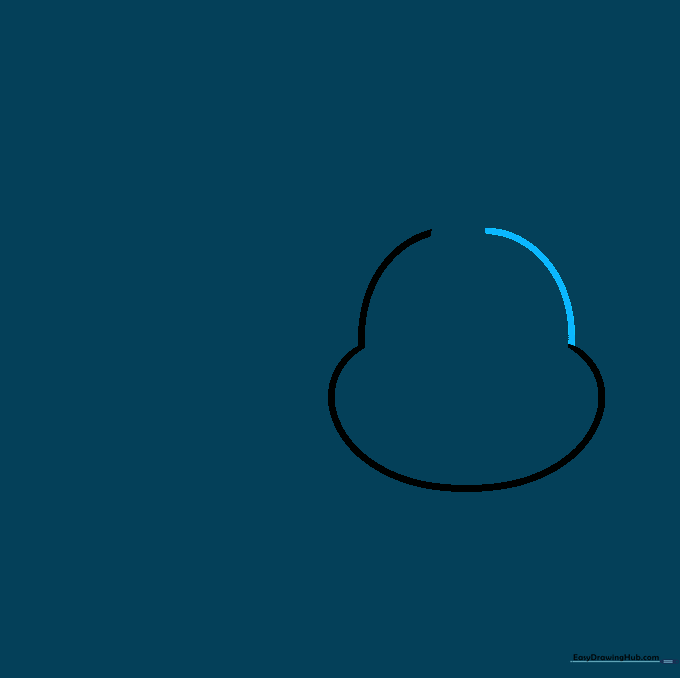 A mirrored curved line completing the basic head shape of the cartoon bug.