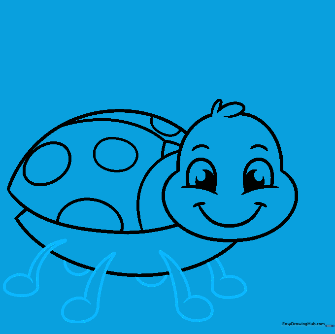 Simple cartoon legs added to the bottom of the bug's body.