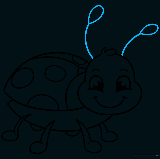 Two antennae with teardrop-shaped tips added to the top of the bug's head.