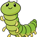 A colorful, friendly cartoon caterpillar illustration.