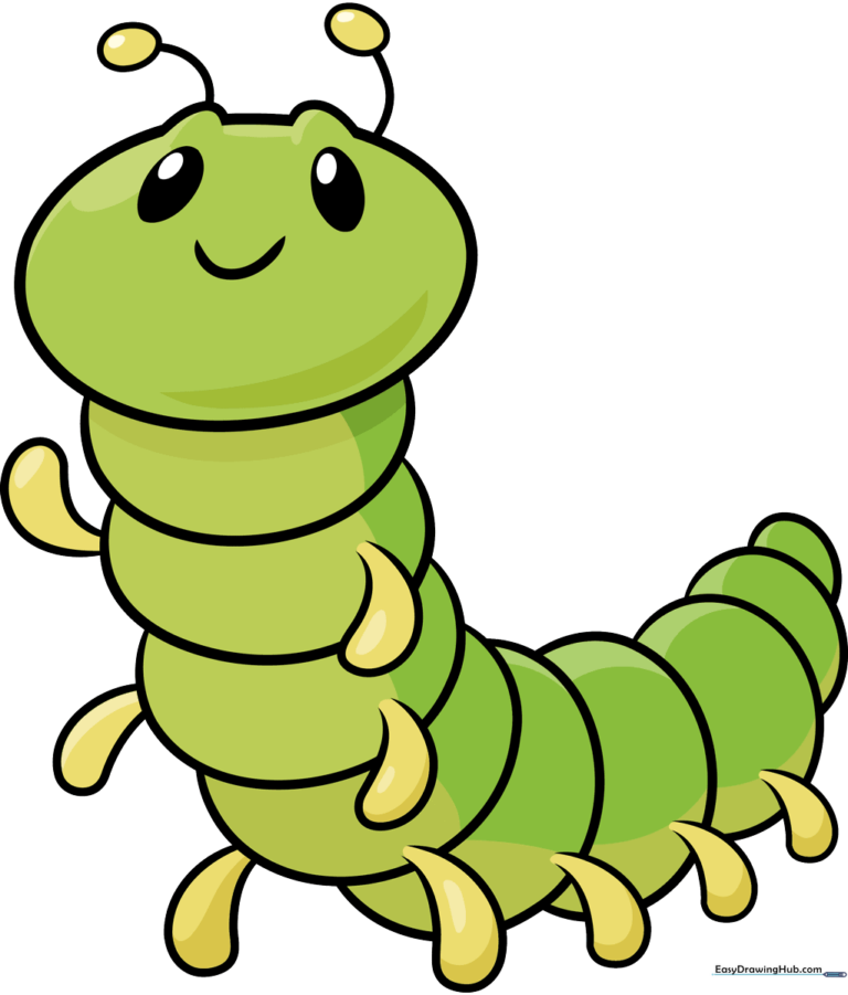 A colorful, friendly cartoon caterpillar illustration.
