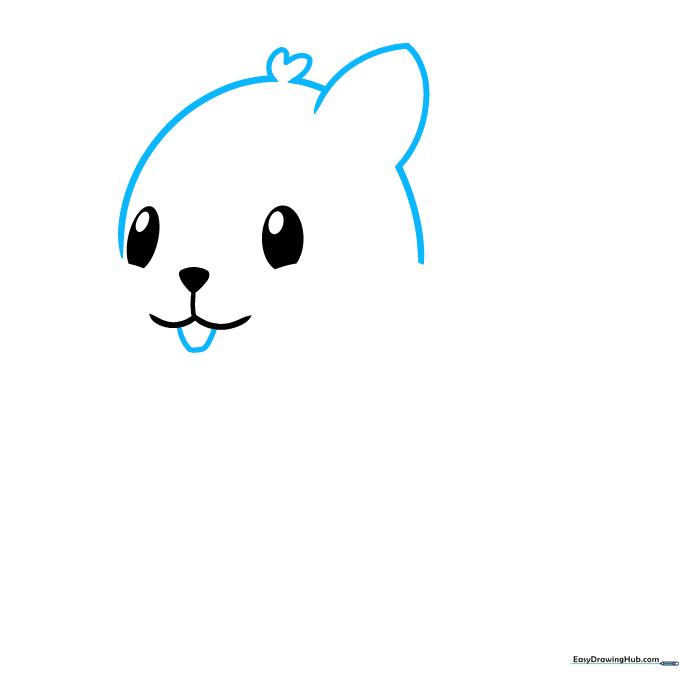 Drawing the chipmunk's head outline and large front teeth.
