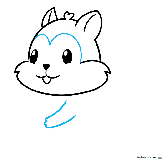 Drawing the chipmunk's arm and small fingers.