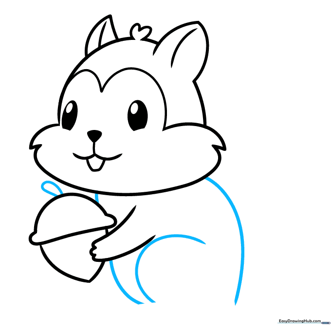 Outlining the main body shape of the chipmunk.