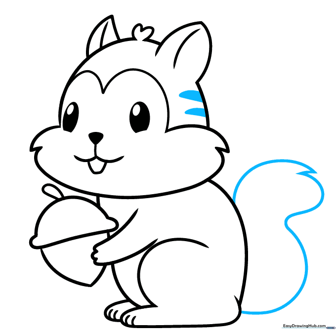 Adding the bushy tail and initial back stripes.