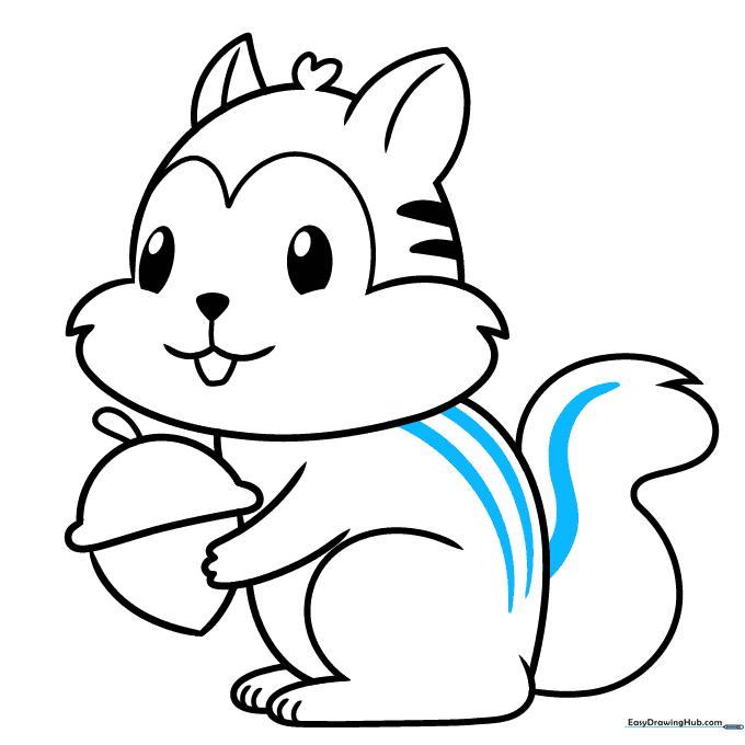 Completing the chipmunk's back and tail stripes.