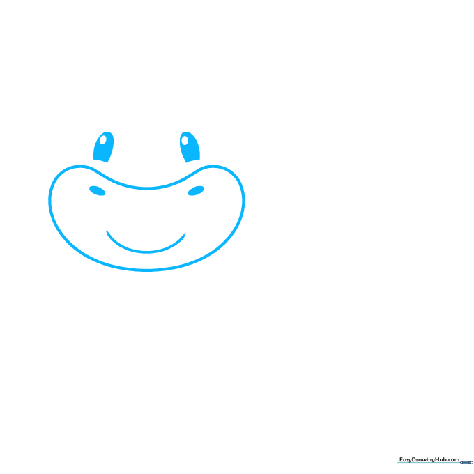 Line drawing of a cow's face showing the snout, mouth, nostrils, and two eyes with pupils.