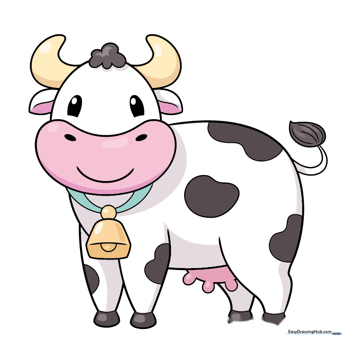Final colored cartoon cow drawing.