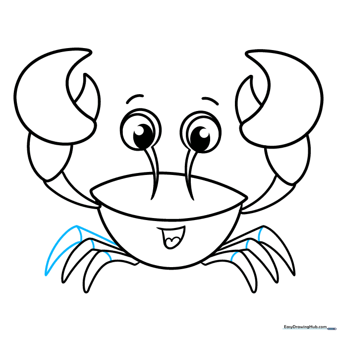 Adding joint lines to the crab's legs for detail.