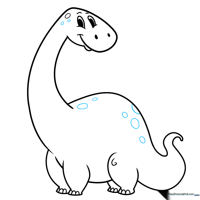 Dinosaur with decorative spots added to the head and back.