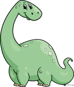 A vibrant, finished cartoon dinosaur drawing, perfect for kids to reference.